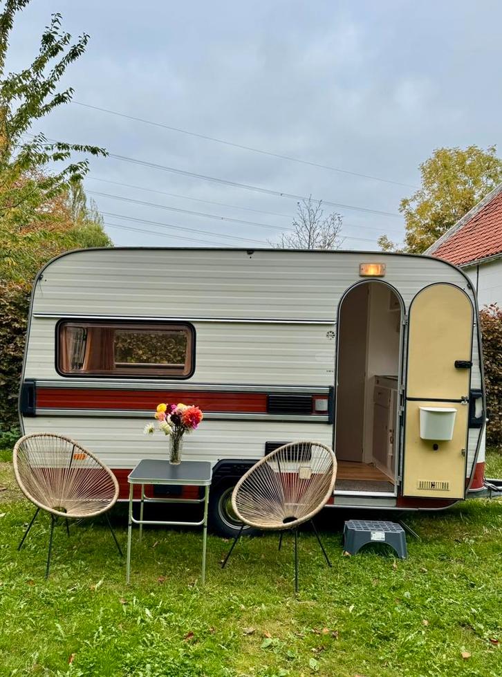 Retro Kip Deluxe caravan uit 1980, Caravans en Kamperen, Caravans, Particulier, tot en met 3, 500 - 750 kg, Rondzit, Kip, tot 4 meter