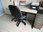 Bureau plus bureaustoel kantoor kantoorbureau, Gebruikt, Blauw, Ophalen of Verzenden, Bureaustoel