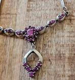 Zilveren ketting met robijn, Sieraden, Tassen en Uiterlijk, Kettingen, Verzenden, Zo goed als nieuw, Zilver, Zilver