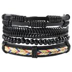 5 x Set van 4 verschillende armband grootte instelbaar., Import en groothandel Lili, Overige kleuren, Nieuw, Leer