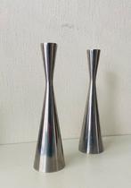 Aluminium Ikea kandelaars (2) jaren 90, Gebruikt, Ophalen of Verzenden, Metaal, Grijs