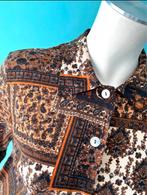 Vintage patchwork blouse bruine tinten maat M, Maat 38/40 (M), Bruin, Verzenden, Vintage