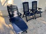jardin ligbed + 2 jardin stoelen, Ophalen, Gebruikt, Kunststof, Verstelbaar