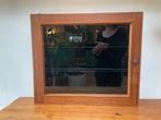 Vintage houten prijzenkast / vitrinekast met glas + fluweel, Glas, Minder dan 25 cm, Minder dan 100 cm, Vintage prijzenkast