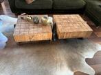 2 Unieke Salontafels Vierkant 60x60, Ophalen, Gebruikt, Vierkant, 50 tot 100 cm