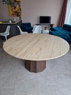 Travertin Marmeren eettafel - Japandi Stijl rond 150cm, Ophalen, Japandi, 150 tot 200 cm, Rond
