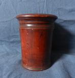 Cilindrische houten beker met filetbanden 19e eeuw h 10,7 cm, Antiek en Kunst, Ophalen of Verzenden