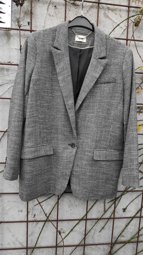 Ruim vallende dames colbert, zwart/wit fijne ruit, maat XL, Kleding | Dames, Jasjes, Kostuums en Pakken, Zo goed als nieuw, Maat 46/48 (XL) of groter