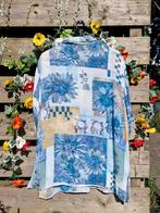 Schattige vintage viscose linnen blauwe zonnebloem blouse, Kleding | Dames, Blouses en Tunieken, Ophalen of Verzenden, Zo goed als nieuw