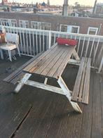 Gebruikte picknicktafel - kan nog prima mee!, Ophalen of Verzenden, Gebruikt, Rechthoekig, Hout