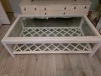 Salontafel met glasplaat, Huis en Inrichting, Tafels | Salontafels, Gebruikt, Minder dan 50 cm, Rechthoekig, 50 tot 100 cm