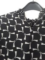 Blouse zwart met licht grijze print Betty en Co 44 gevoerd, Kleding | Dames, Ophalen of Verzenden, Zo goed als nieuw, Maat 42/44 (L)