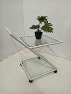 Trolley, bijzettafel, vintage, Ophalen, Minder dan 55 cm, Rond, Glas