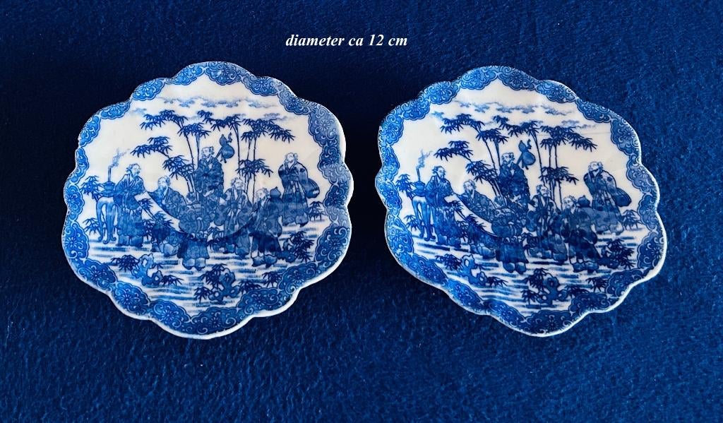 2 Schoteltjes ø 12 cm geschulpt - Blauw Wit Chinees, Ophalen