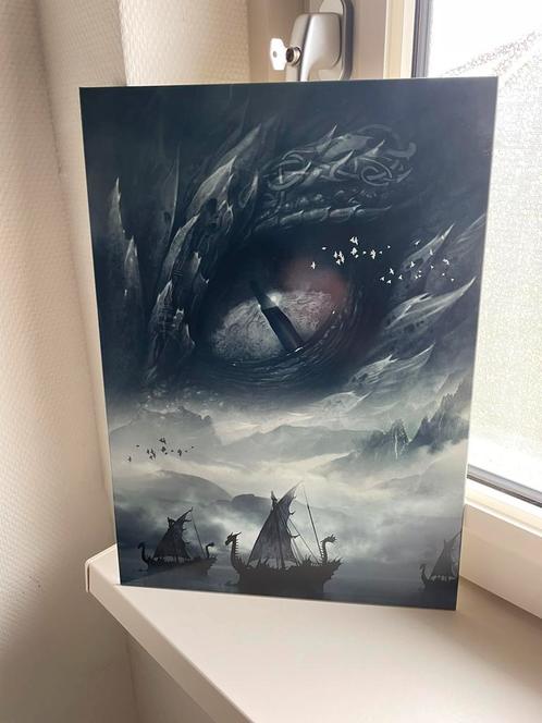 Metalen Wanddecoratie – Vikingvloot & Draak, Antiek en Kunst, Kunst | Schilderijen | Abstract, Ophalen of Verzenden