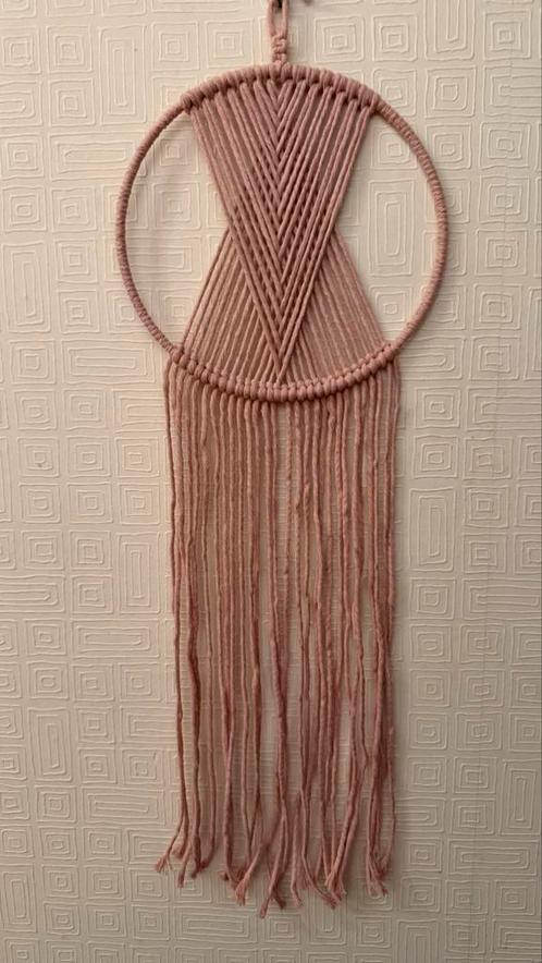 Macrame dromenvanger, roze, 20 cm diameter, Huis en Inrichting, Woonaccessoires | Wanddecoraties, Nieuw, Ophalen of Verzenden