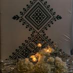 Decoratieve Achtergrond met Patroon voor henna dag, Ophalen of Verzenden, 25 tot 50 m², Wit, Decoratief