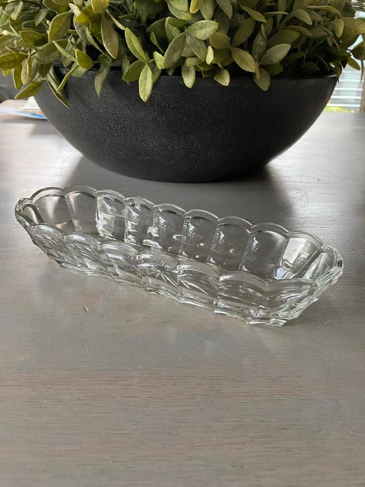 Vintage Langwerpig Glazen Schaaltje, Antiek en Kunst, Antiek | Glas en Kristal, Ophalen of Verzenden