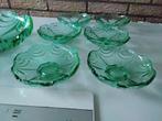 Groen Glazen Gebakstel - Gaaf!7 delig, Antiek en Kunst, Antiek | Glas en Kristal, Ophalen of Verzenden