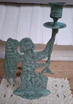 Vintage metalen engel kandelaar met een groen patina KERST, Diversen, Kerst, Gebruikt, -, -, Ophalen of Verzenden