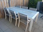 Tuintafel met 6 bijpassende stoelen, Tuin en Terras, Tuinsets en Loungesets, Ophalen, Gebruikt
