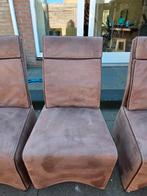 Echt lederen eetkamerstoelen, Huis en Inrichting, Stoelen, Ophalen, Zo goed als nieuw, Bruin, Vijf, Zes of meer stoelen