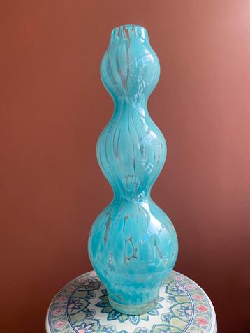 Grote blauwe mondgeblazen glas 45cm  beschikbaar voor biedingen
