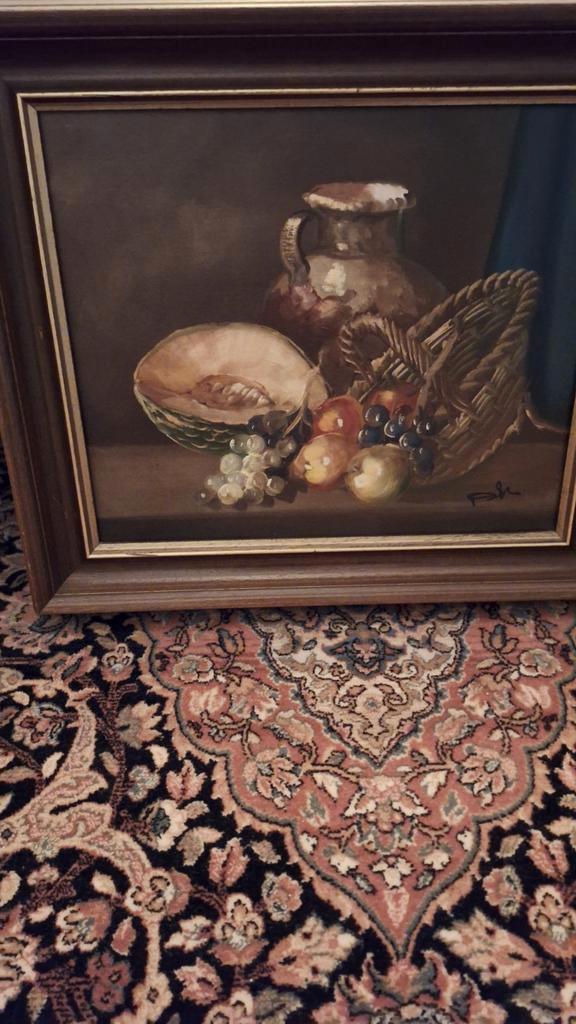 Stilleven schilderij met fruit en kruik, Antiek en Kunst, Kunst | Schilderijen | Klassiek, Ophalen of Verzenden