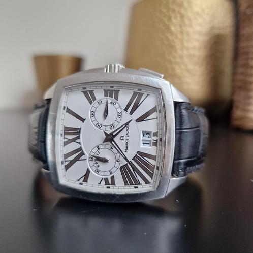 Maurice Lacroix Miros Coussin, Sieraden, Tassen en Uiterlijk, Horloges | Heren, Gebruikt, Overige merken, Staal, Leer, Ophalen of Verzenden