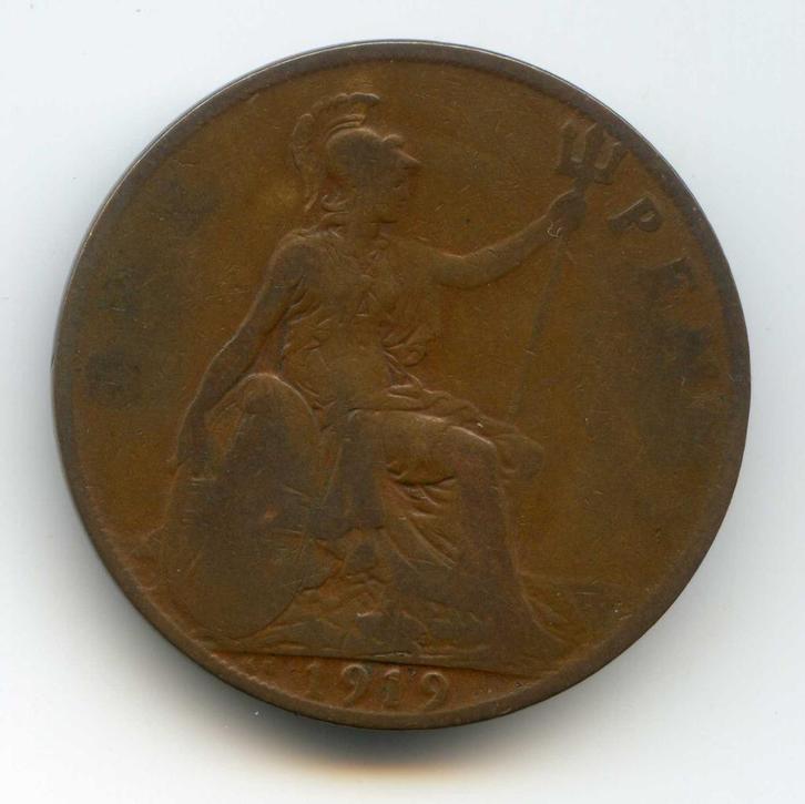 Groot-Brittannië 1 Penny 1919 KN Kings Norton Birmingham !!!, Postzegels en Munten, Munten | Europa | Niet-Euromunten, Overige landen