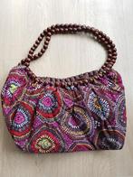 Gekleurde (strand)tas met kralen handvat, Sieraden, Tassen en Uiterlijk, Tassen | Damestassen, Ophalen of Verzenden, Zo goed als nieuw