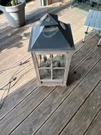 Houten lantaarn met glazen ruiten, Huis en Inrichting, Lampen | Hanglampen, Ophalen, Gebruikt, 50 tot 75 cm, Klassiek