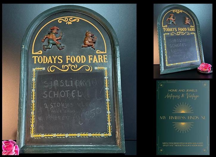 3D menu krijtbord restaurant pub friettent - LS, Antiek en Kunst, Curiosa en Brocante, Ophalen of Verzenden