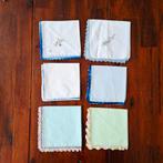 6 vintage gekleurde zakdoekjes met kant, Antiek en Kunst, Ophalen of Verzenden