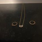 Pandora Sieraden Set: 2 Ringen & Ketting, Sieraden, Tassen en Uiterlijk, Ringen, Met kristal, Gebruikt, Ophalen of Verzenden, Kleiner dan 17