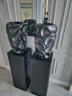 2x Grote vazen vaas poly potten bloemenpotten antraciet, Kunststof, Overige kleuren, 50 tot 75 cm, Ophalen of Verzenden