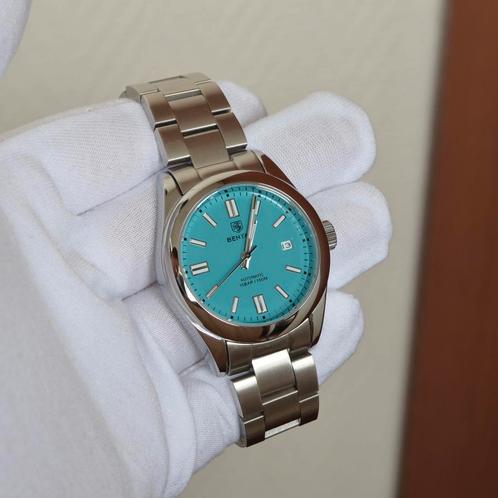 Automatisch blauw horloge met prachtig uurwerk, Sieraden, Tassen en Uiterlijk, Overige Accessoires, Zo goed als nieuw, Ophalen of Verzenden