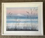 Prent landschap in pastel tinten in witte lijst, Ophalen, Natuur, Gebruikt, 1980 tot heden