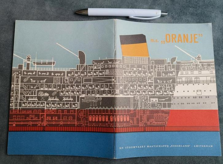 BROCHURE M.S. " ORANJE", N.V. S.M.N., Verzamelen, Scheepvaart, Gebruikt, Boek of Tijdschrift, Ophalen of Verzenden