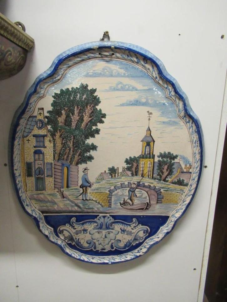 Oer 11068 ANTIEK 19e eeuws Hollands aardewerk wandbord, Antiek en Kunst, Antiek | Keramiek en Aardewerk, Ophalen