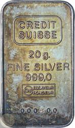 Zilver 999/1000 - Baar 20 gram Credit Suisse, Ophalen of Verzenden, Zilver