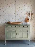 Vintage commode Queen Ann / Art Deco / massief hout, 50 tot 70 cm, Ophalen of Verzenden, 90 tot 105 cm, 100 cm of meer