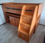 Mooi kapiteinsbed/halfhoog met veel bergruimte en bureau, Ophalen, 90 cm, Eenpersoons, Zo goed als nieuw