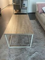 Leuke salontafel houten blad met wit metalen frame, Huis en Inrichting, Tafels | Salontafels, Ophalen, Minder dan 50 cm, 100 tot 150 cm