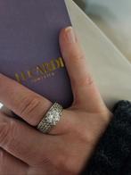 Lucardi ring zilver strass, Met strass, Ophalen of Verzenden, Zo goed als nieuw, 17 tot 18