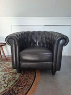 Chesterfield fauteuil zwart, Huis en Inrichting, Fauteuils, Ophalen, Gebruikt, 75 tot 100 cm, 50 tot 75 cm