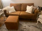 Bank Collin 2 zits - cognac met hocker, Huis en Inrichting, Ophalen, 150 tot 200 cm, Tweepersoons, 75 tot 100 cm