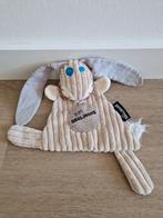 Knuffeldoekje Les Deglingos konijn beige bruin blauw K8385, Ophalen of Verzenden, Zo goed als nieuw, Konijn