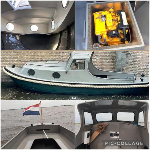 Geklonken stalen kruiser / vlet/sleepbootje, Watersport en Boten, Motorboten en Motorjachten, Gebruikt, Staal, Diesel, Ophalen