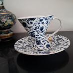 Bijzonder Kop en Schotel Set - Blauw Bloemmotief, Ophalen of Verzenden